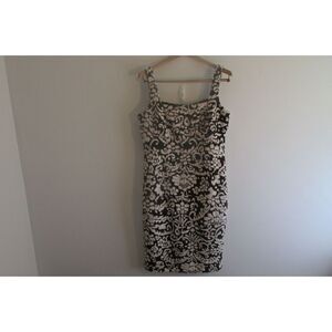 Sangria Dress Square neck Sleeveless Tank Style Brown and Ivory Floral Size 14